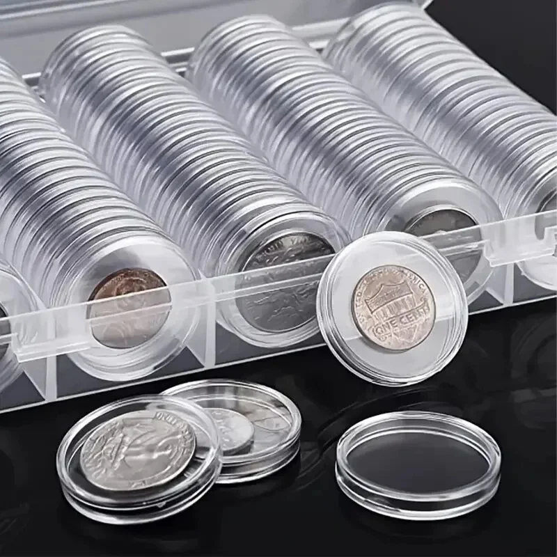 Coin Capsules Plastic Coin Collection Storage Box Protection Gift