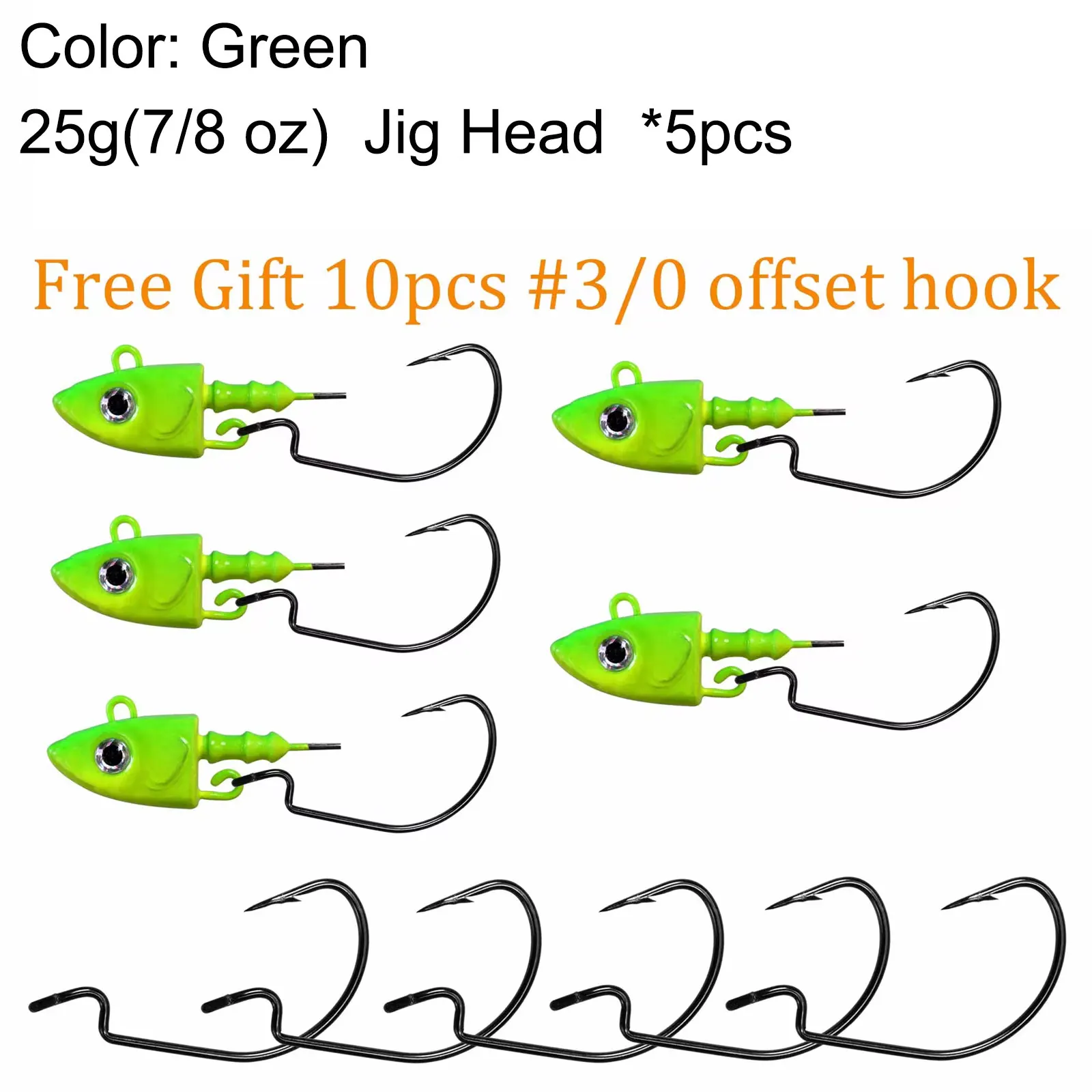 10 Teste Piombate A Forma Di Pesce – Jighead Per Pesca In Acqua Dolce E Salata – Vari Pesi 1/8 A 1 Oz