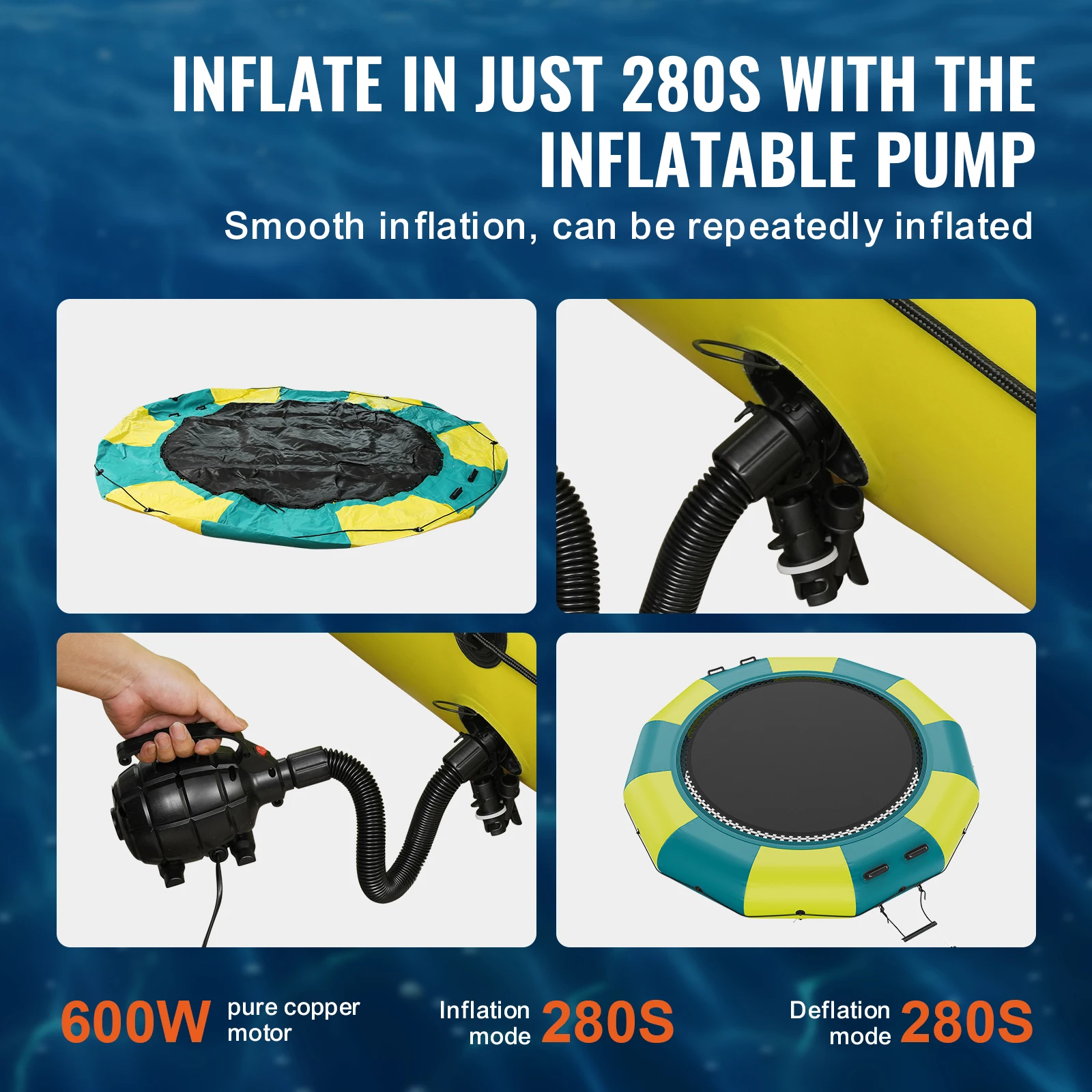 Portable Waterproof Inflatable Water Trampoline for Kids and Adults