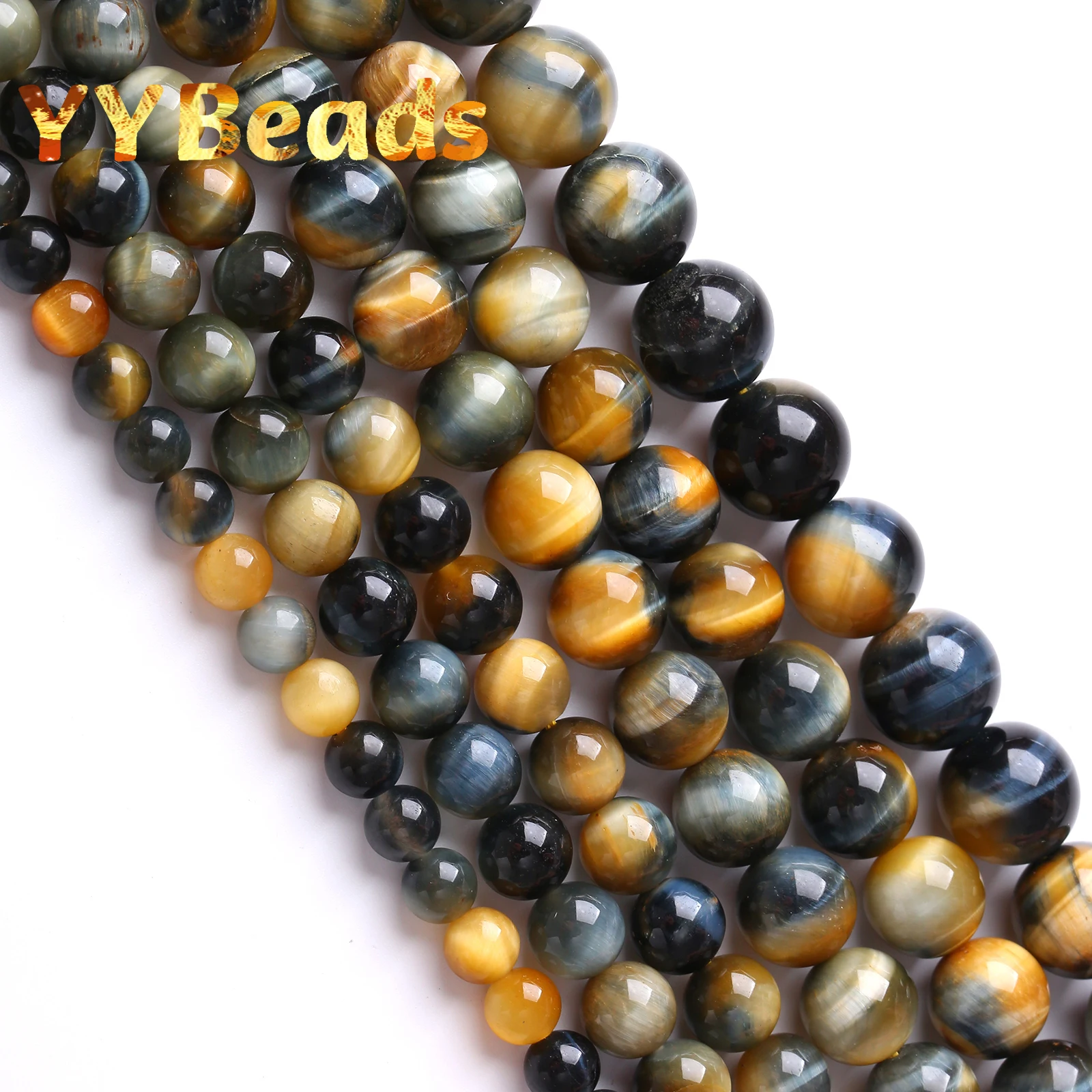 

7A Natural Dream Blue Gold Color Tiger Eye Stone Beads Round Loose Beads For Jewelry Making DIY Bracelets 4 6 8 10 12 14mm 15"