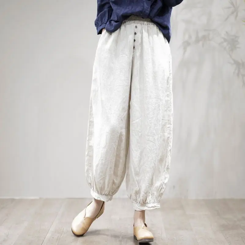Women-Summer-Simplicity-Office-Lady-Loose-Cotton-and-Linen-Solid-Color ...