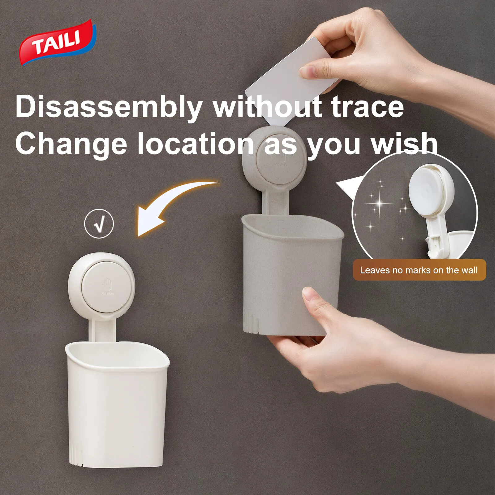 TAILI 1pcs Toothbrush Holder Suction Cup Wall Mounted Drill-Free for Bathroom Shower Electric Toothbrush Toothpaste Razor Holder 3