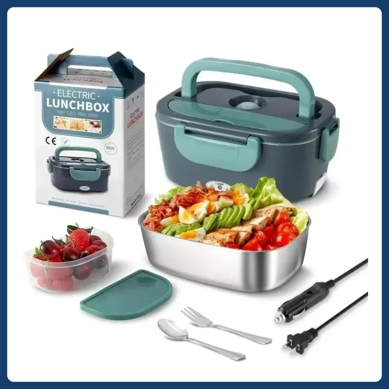 Leakproof 2 - Compartment Portable Food Warmer Electric Lunch Box, 110V/220V Perfect for Car Home and Office