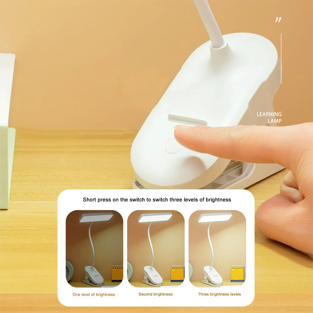 LED Reading Light Bendable Touch Lamp USB Charging Clip On Reading Lamp Multi-Function Small Night Lights for Bedroom Dormitory 6