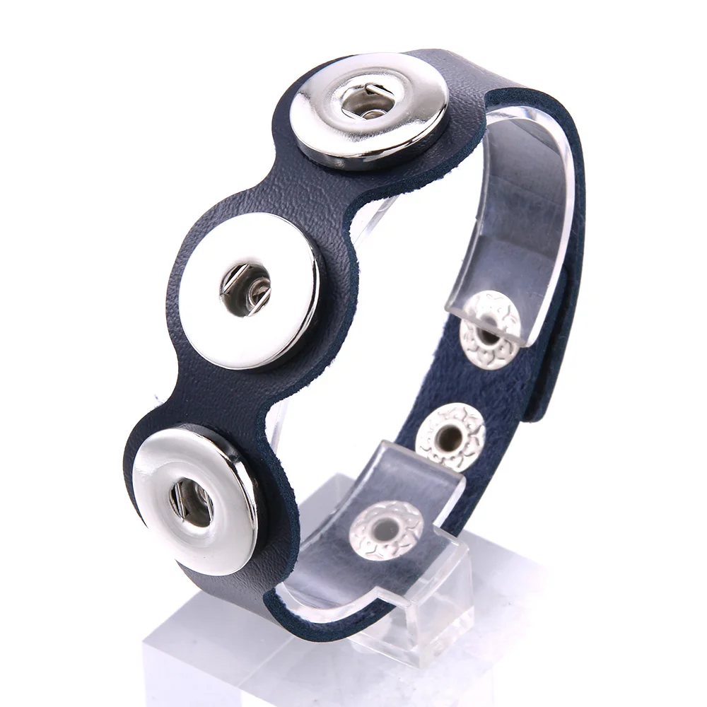 Women Man Snap Button Bracelet Bangle Snap Leather Rope Chain Bracelet Braided Leather Fit 18MM Buttons Jewelry