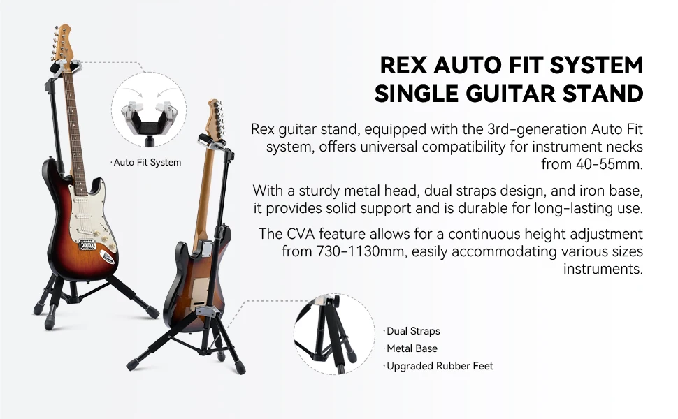 AWEDA Premium Auto-Fit Verriegelbarer Einzel-Gitarrenständer – Stabiler Bodenständer für E-Gitarre, Akustikgitarre & Bassgitarre – Detail 1