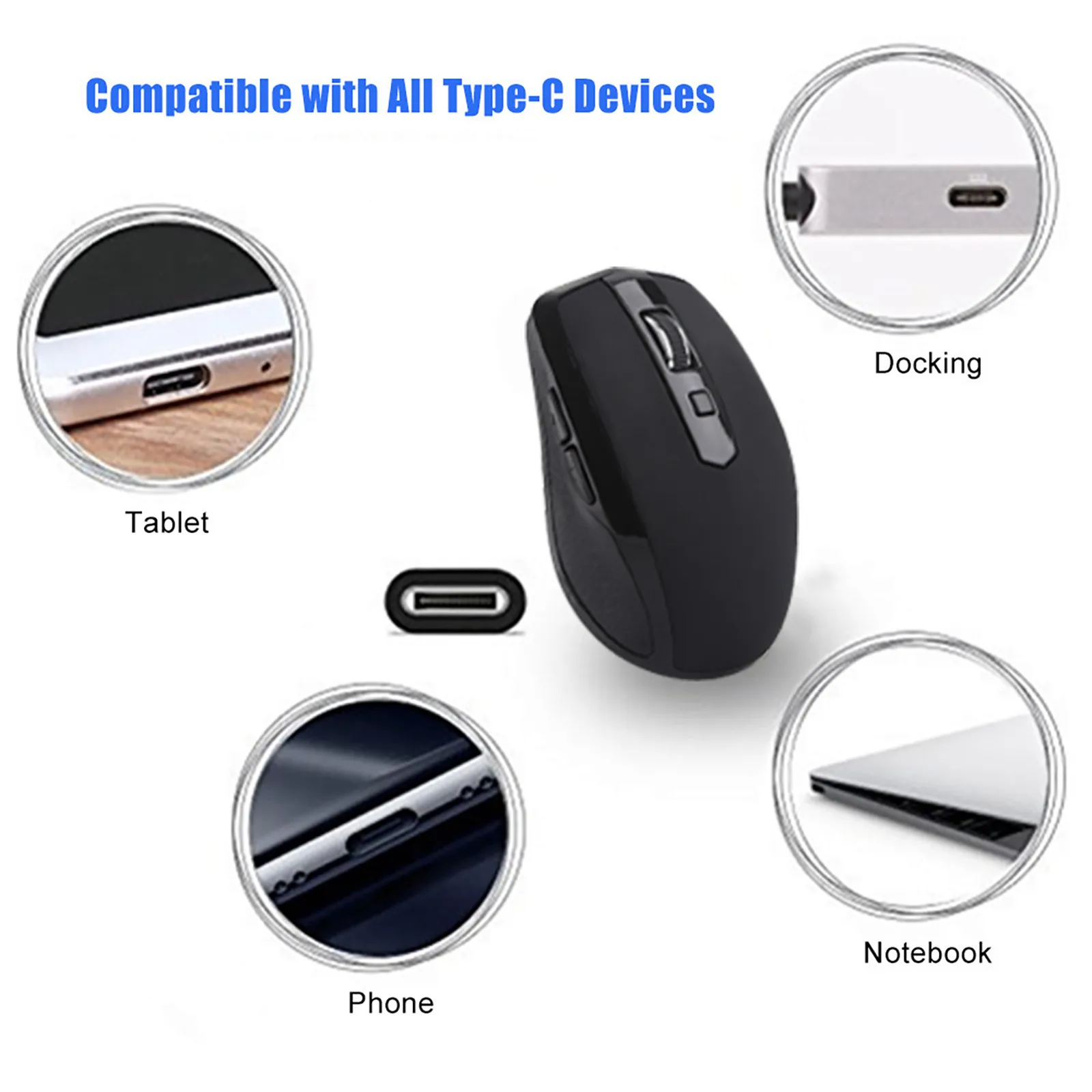 2.4GHZ Type C Wireless Mouse USB C Mice for Macbook/ Pro USB Low noise Ergonomic Computer Silent PC Laptop Accessories 2021 wireless mouse