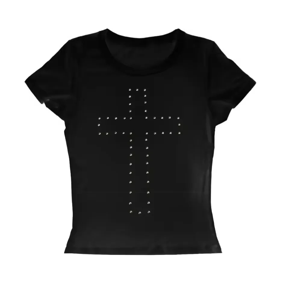 ตัวเลือกสินค้า เสื้อคอร์เซ็ตวินเทจ Y2K ริ้นสตัน แฟชั่น Harajuku ฤดูร้อน