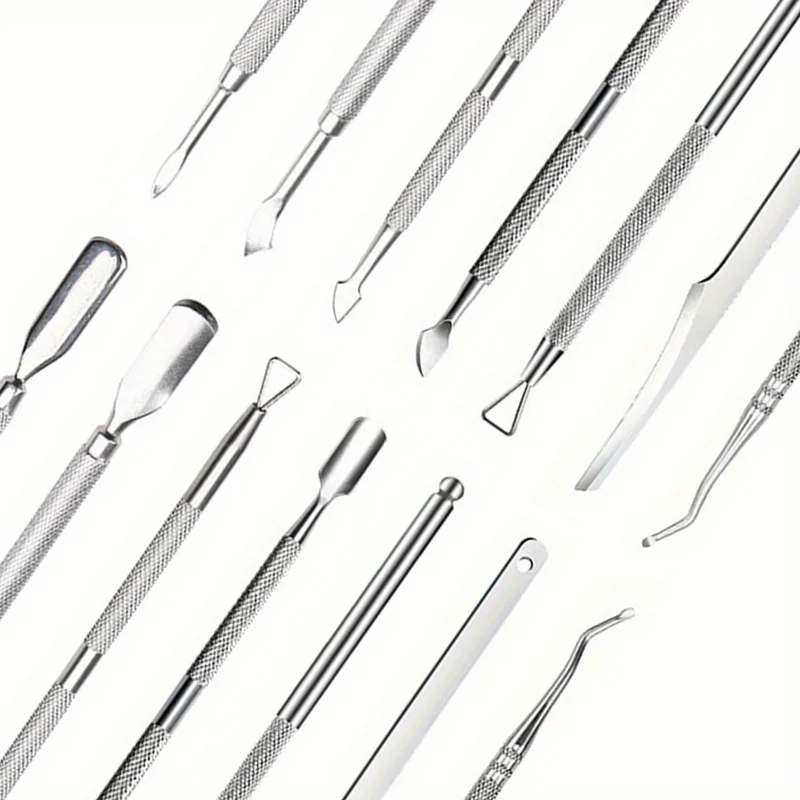 Cuticle Pusher Multicolor Double-ended Stainless Steel Dead Skin Push Remover For Pedicure Manicure Nail Art Cleaner