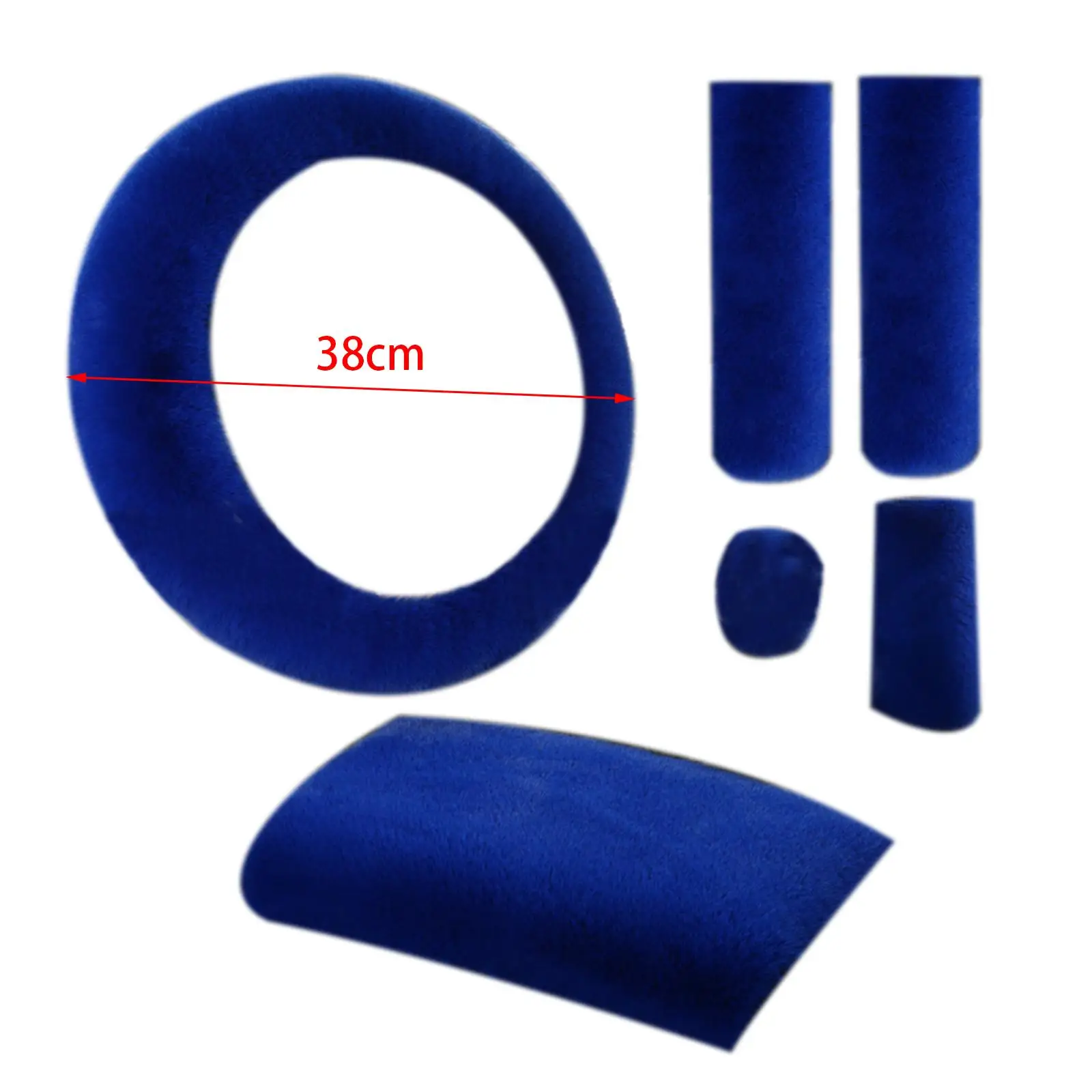 6Pcs Generic Plush Car Steering Wheel Cover Blue Universal Car Accessories Winter Wear Resistant Steering Wheel Protector Cover