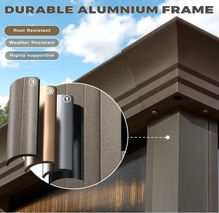 12' x 16' Sunroom, All-Season Solarium Gazebo with Sliding Doors & Lockable PC Screen Walls, Outdoor Permanent Sunroom with