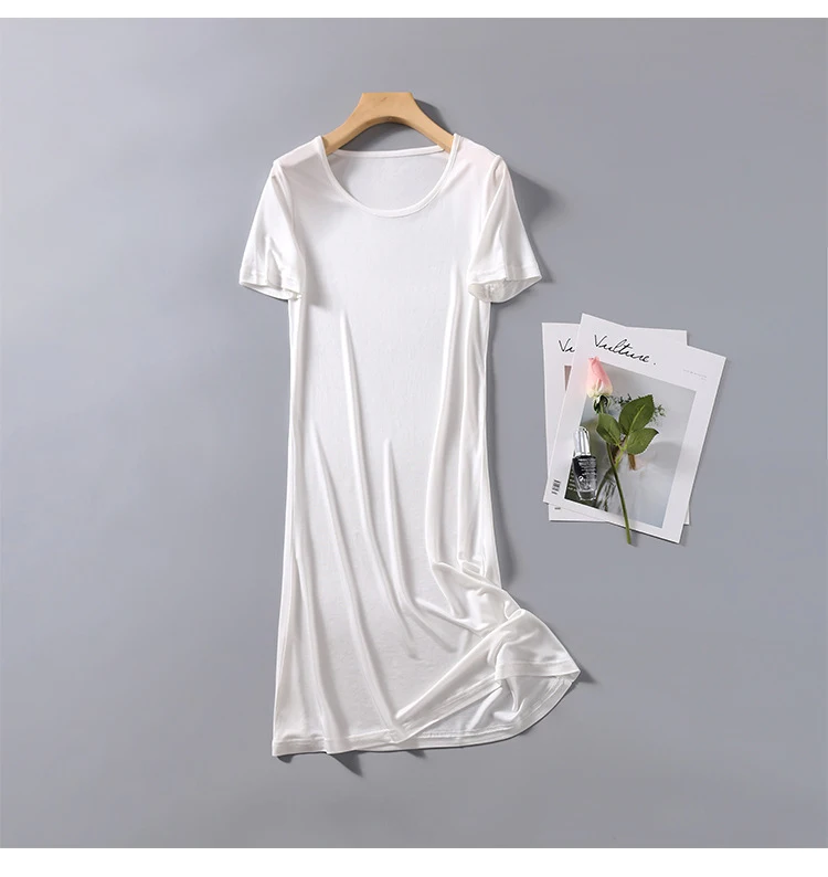 Description Picture 3 of itemWomen's 50% Silk 50% Viscose Knit Stretchy Short Sleeve Full Slip Sleepwear Nightgown Nightdress XS327