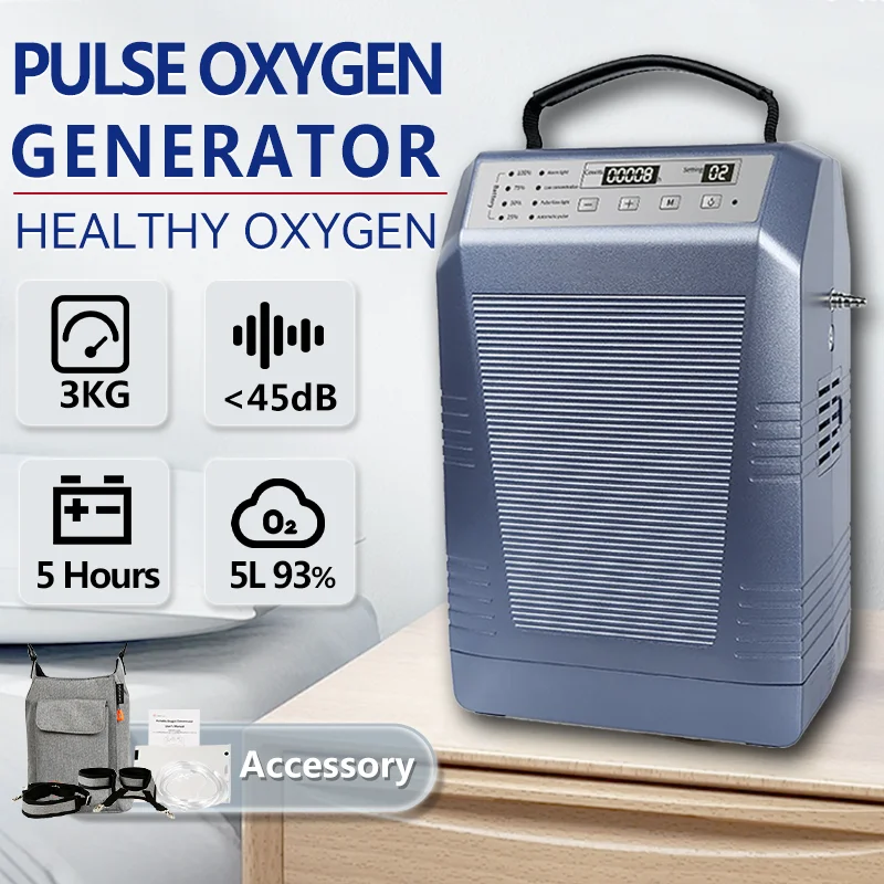 5L Rechargeable Oxygen Concentrator Home Oxygen Concentrator Portable Travel with Machine High Altitude Stabilized