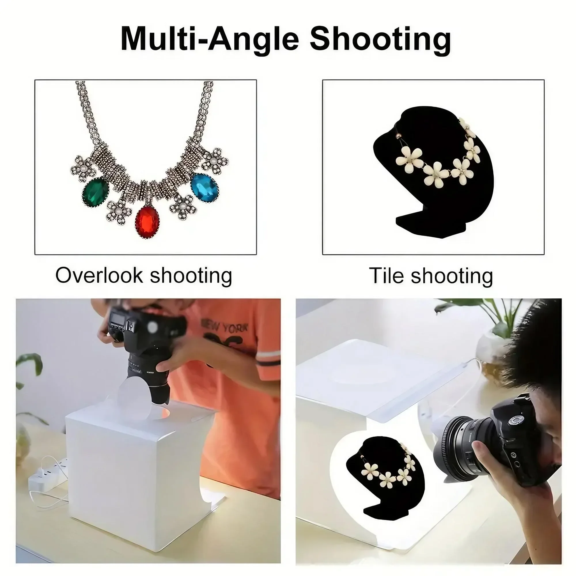 Mini Studio 20CM Portable Foldable Softbox LED Light Box, Lighting for Still Life & Product Photography, 6 Colored Backdrops