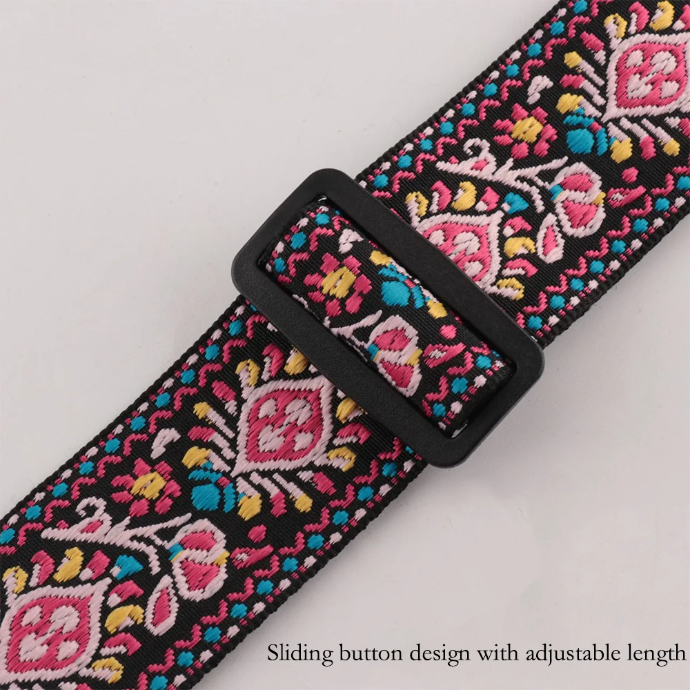 5CM Guitar Strap With Geometric Pattern Metal Buckle Guitar Strap Versatile Leisure Style With Colored