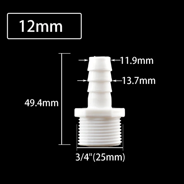 Műanyag Cső Illesztése 10/12/11/16/22/25 Mm -Es Tömlő Barb Farok 3/4 "Bsp Férfi Szál Csatlakozó Ízületi Rézcsatlakozó Adapter 1Pc - Image 5