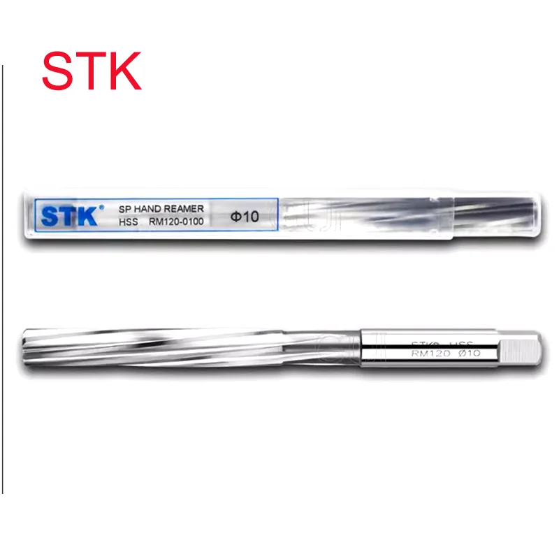 Japan Original STK 1PCS HSS Hand Reamer Chucking Machining Tool Spiral Flute Cobalt Cutting H7 Shank Diameter 2-16 mm