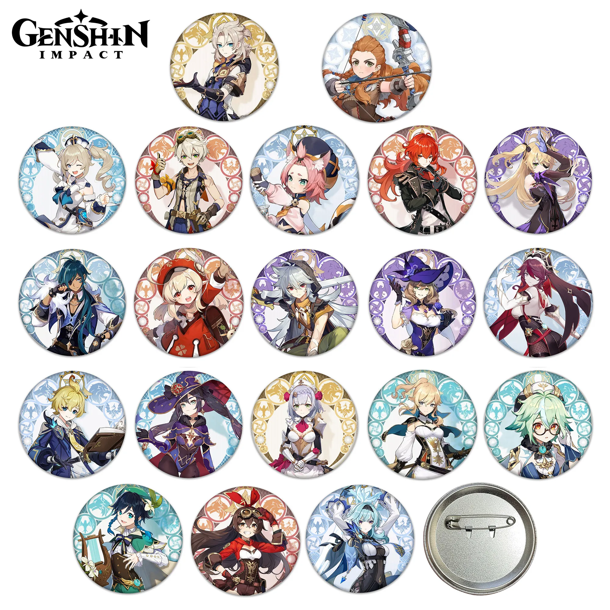 Genshin Impact Pins Monds tadt Thema Serie Charakter Abzeichen Diluc Kaeya  Klee Venti Mika Rasierer Lisa Diona 58mm Weißblech Broschen