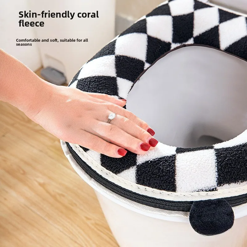 Household Zipper Toilet Seat Cushion Four Seasons Universal Toilet Cover Winter Toilet Cushion Cover Waterproof
