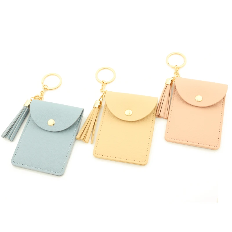 PU Leather Card Holder Ladies Wallet Coin Pu Fashion Keychain Bracelet Keyring For Women diamond wallet PU tassel bag