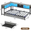 Corner Bed Frame with Storage Bookcase, Twin Daybed with Storage Drawers Underneath, Kids Bed Unit with Charging Station 3