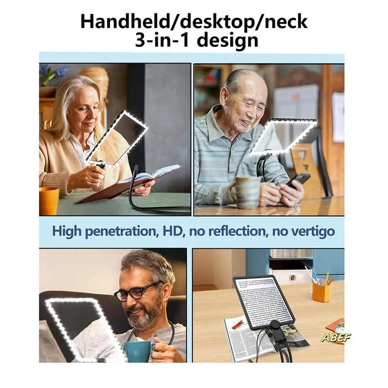 50개의 LED 조명이 있는 5X 핸즈프리 돋보기, 노인 저시력 독서, 수리, 바느질을 위한 구즈넥 페이지 돋보기