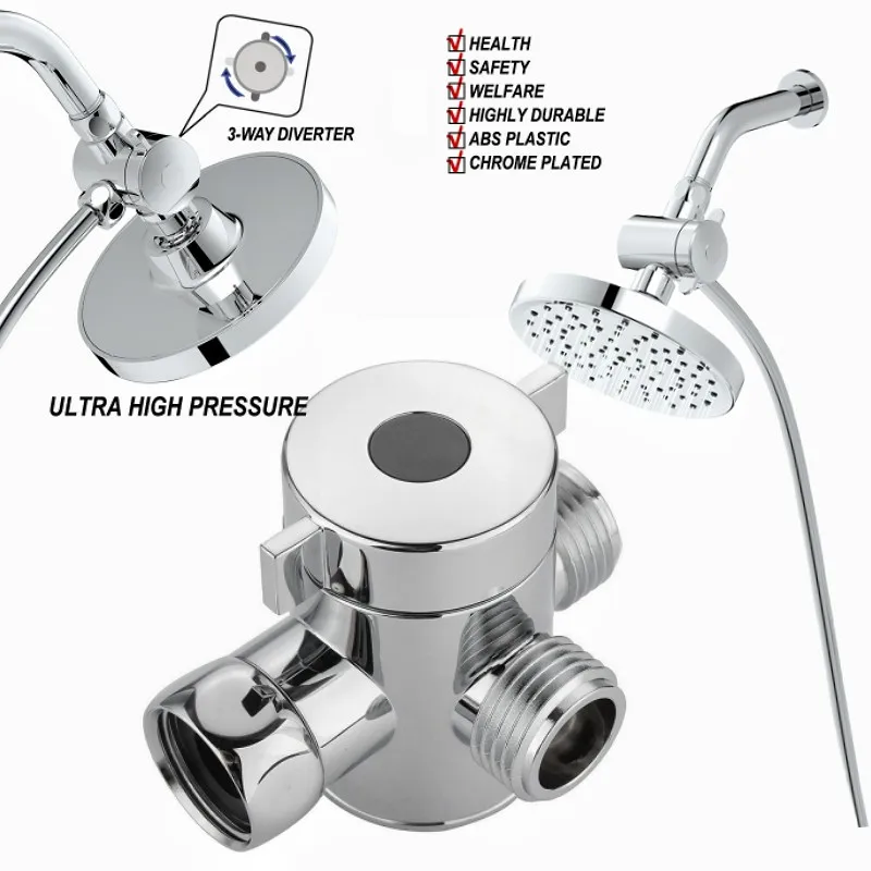 Diverter Valve ABS 1/2 Inch 3 Way Water Separator Shower Tee Adapter Adjustable Faucet Switcher Bathroom Toilet Accessories