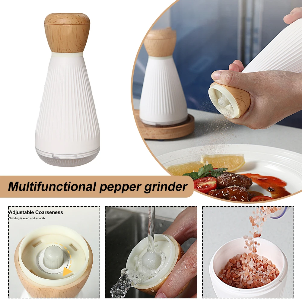 

New Cooking Salt And Pepper Grinder With Wooden Lid Refillable Spice Pepper Mill Adjustable Coarseness Kitchen Cooking Tools