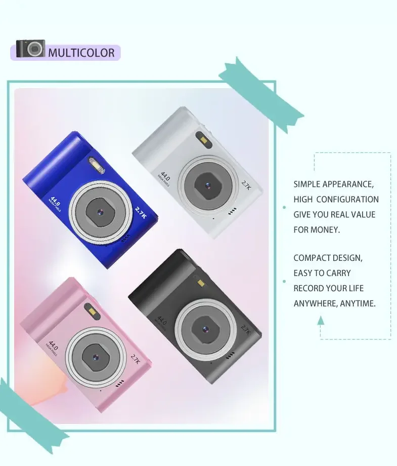Digital Camera Autofocus 8x Zoom Compact 1080P for Kid Camcorder Beginner Photography