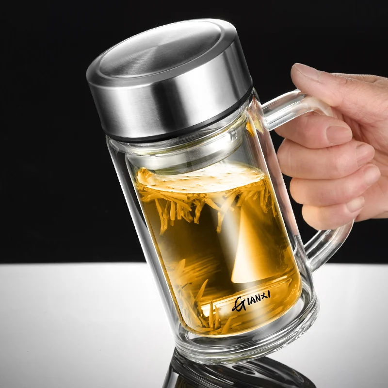 tea cup GIANXI Double Layer Thickened Heat-Resistant Glass Glass Mug Tea Mugs Cup For Tea Vacuum Anti Scalding High Boron Silicon