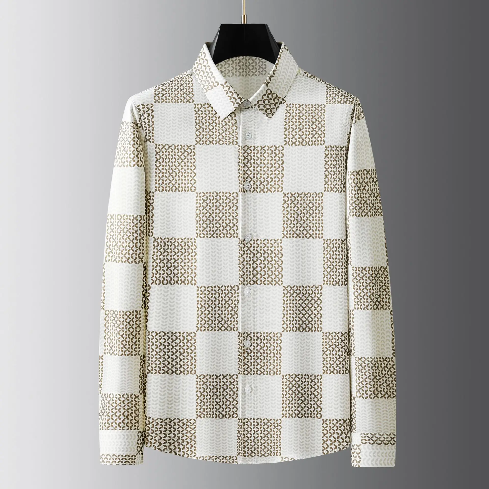 Luxury Plaid Shirt Men's Long Sleeve Casual Shirts High Quality ...