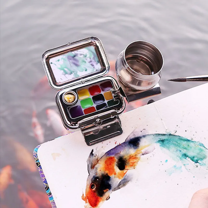Mini Portable Paint Box Empty Box 10/16 Grid Palette Watercolor Moisturizing Student Artist Travel Painting Art Supplies,paint tray,color palette,watercolor palette