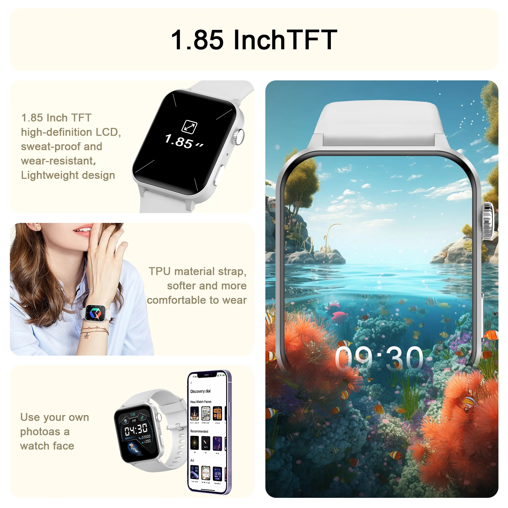 IOWODO Bluetooth Smart Watch with Heart Rate Monitor