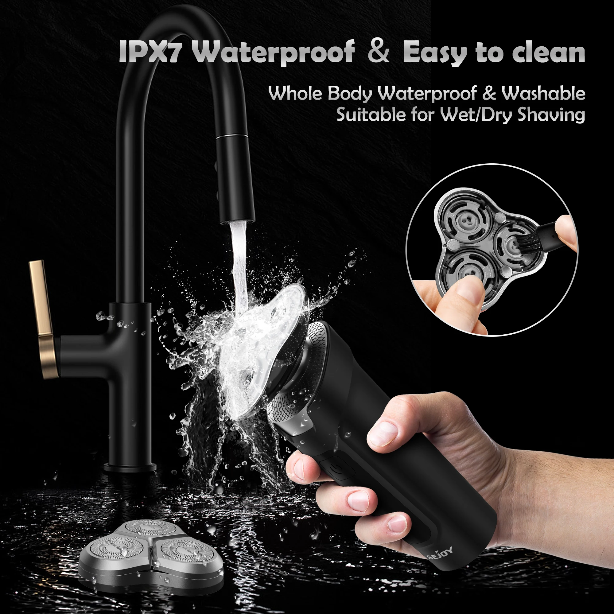 Electrical Shaver for Men 3D Floating Blade Rotary Washable Rechargeable