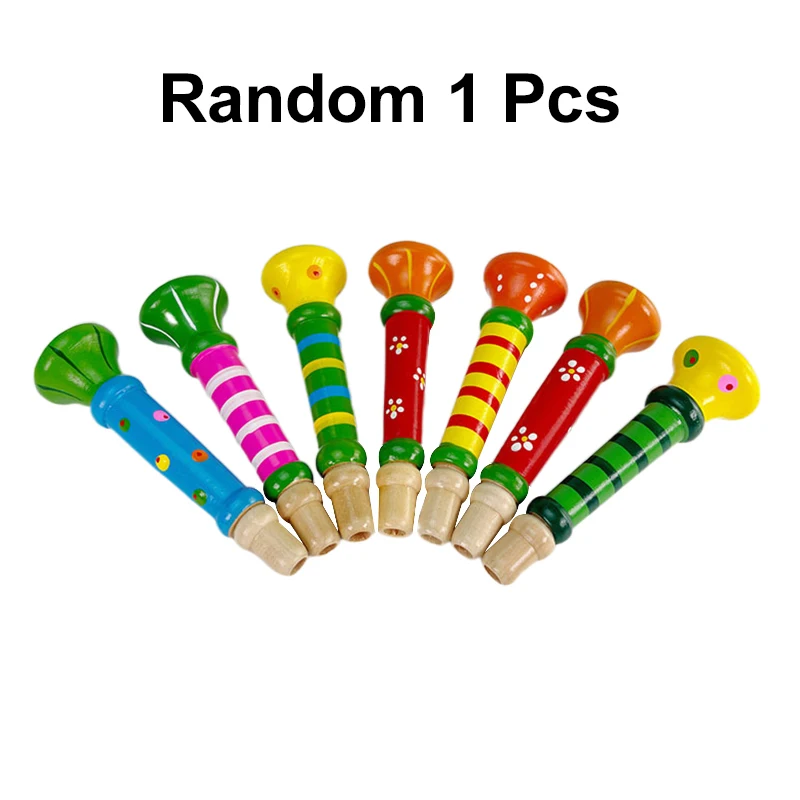Wooden Trumpet Children Toy Horn Whistle Musical Instrument for Kids Early Educational Orff Music Instrument Sound Training Game