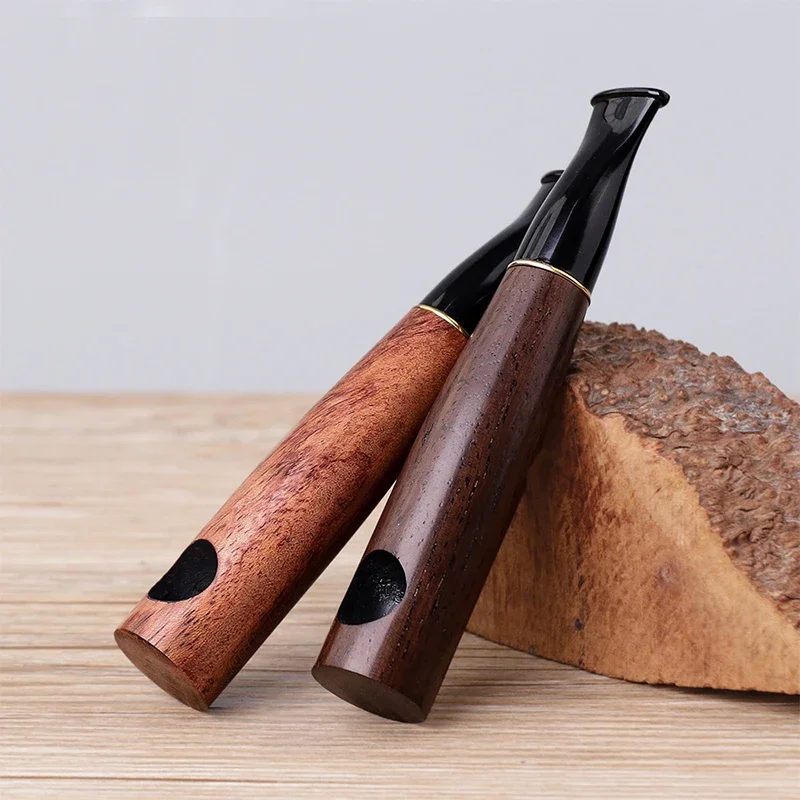 Straight Handle Smoking Pipes Cigarette Holder Creative Solid Ebony Wood Tobacco Pipes Father's Day Gift