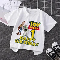 Toy Story Children T-Shirt Birthday 1-12 Woody Buzz Lightyear Disney Clothes Kawaii Anime Cartoons Kids Boy Girl Casual T Shirts 1