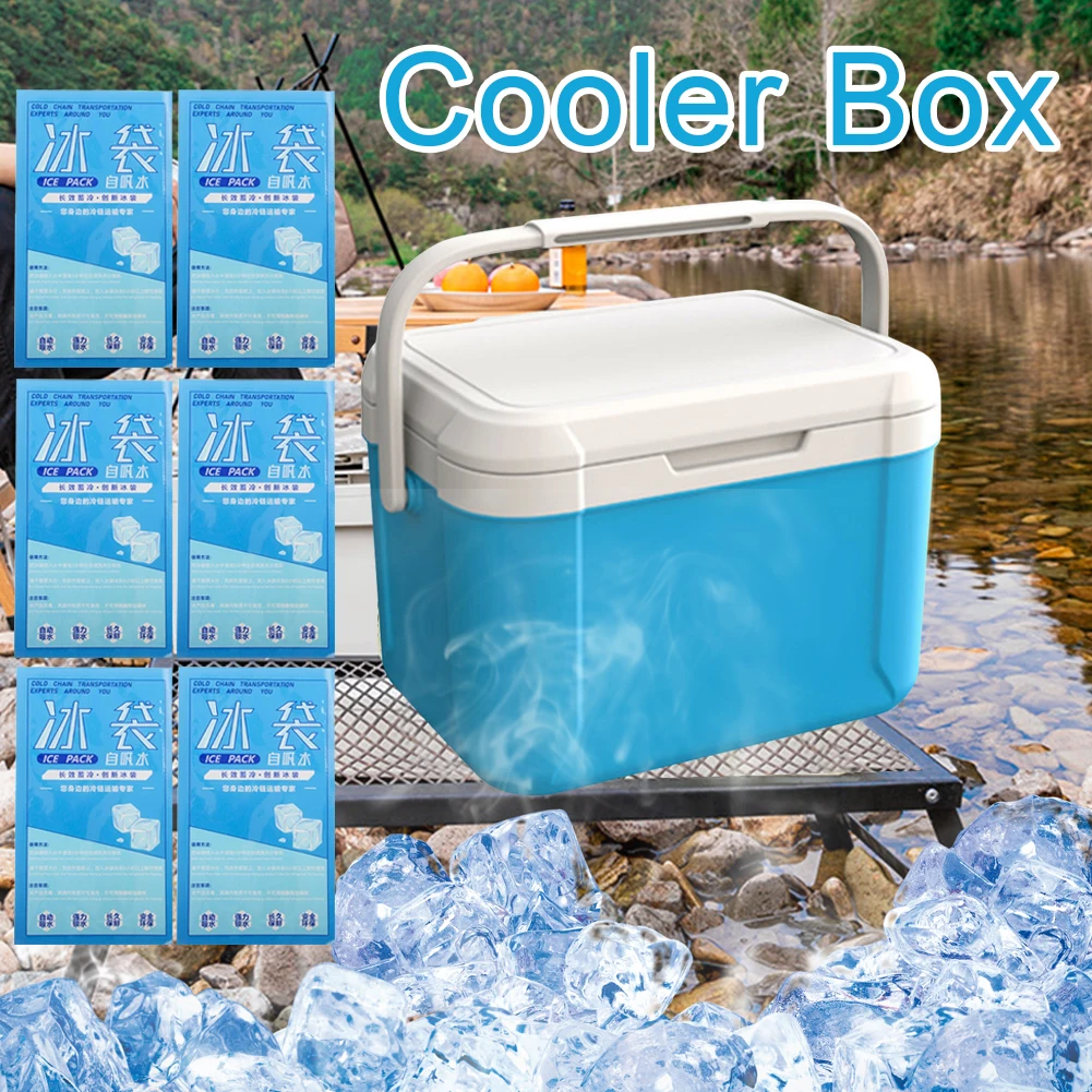 Portable 5L Cooler Box with Ice Pack Cool Storage Boxes Refrigerator for Camping Picnics Beach Trips to Keep Food Drinks Cool