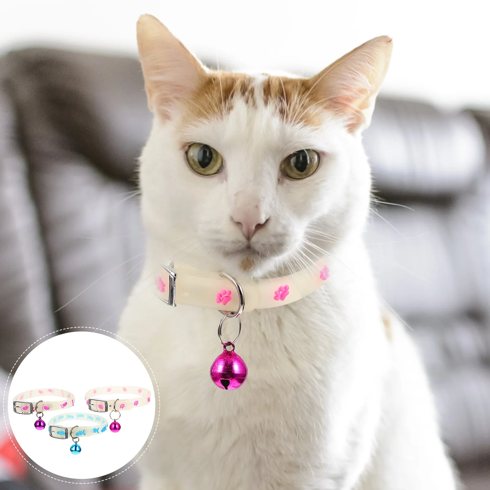 

Fluorescent Puppy Collar Night Adjustable Cat Neck Strap Detachable Glowing Dog Decorative Collar Pet Dog Products Accessories