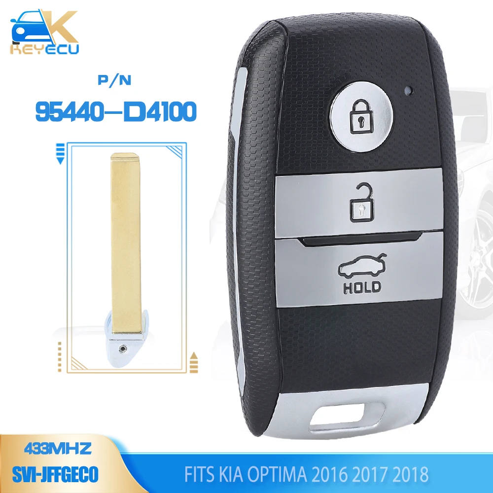 

KEYECU 95440-D4100 Smart Go Remote Key Keyless 3 Buttons 433MHz NCF2952X for Kia Optima 2016 2017 2018 Fob SVI-JFFGEC0