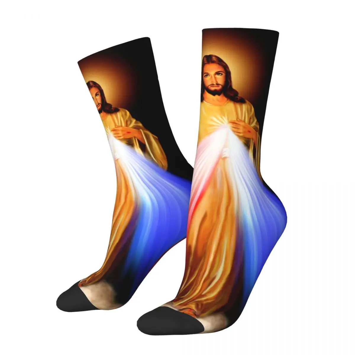 

Divine Mercy Jesus Christ Outfits Men Women Socks Breathable Catholic Sacred Heart of Jesus Sport Middle Length Stockings Soft