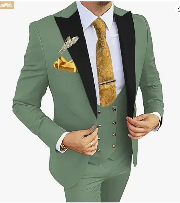 

X29-Business casual suit men's three-piece suit groom groomsmen wedding banquet plus size suit men