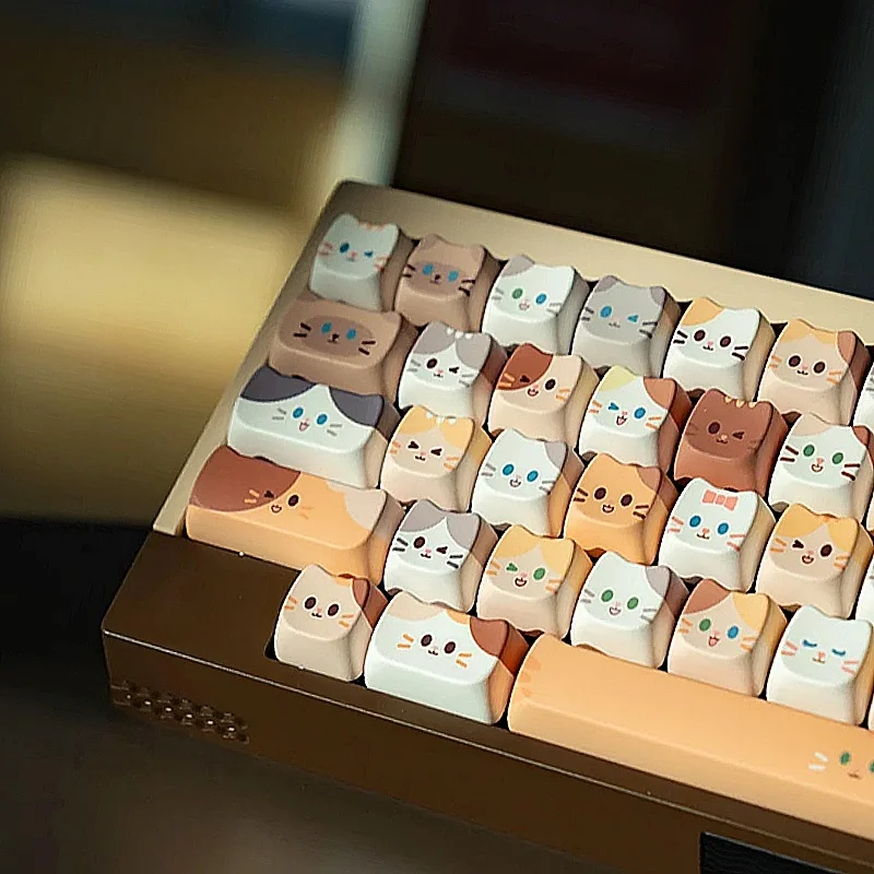 Teclado Mecânico Bonito Keycaps Cat Head Mao Perfil Pbt Key Cap Dye Sublimation mx Acessórios