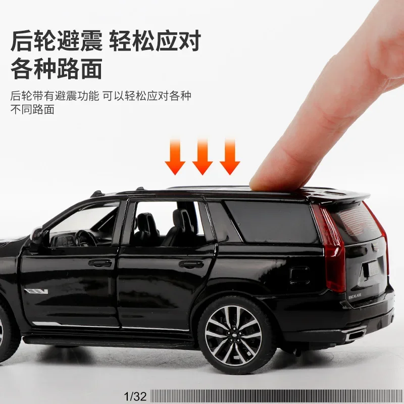 1:32 Cadillac Escalade off-road vehicle Simulation Diecast Metal Alloy Model car Sound Light Pull Back Collection Kids Toy Gifts