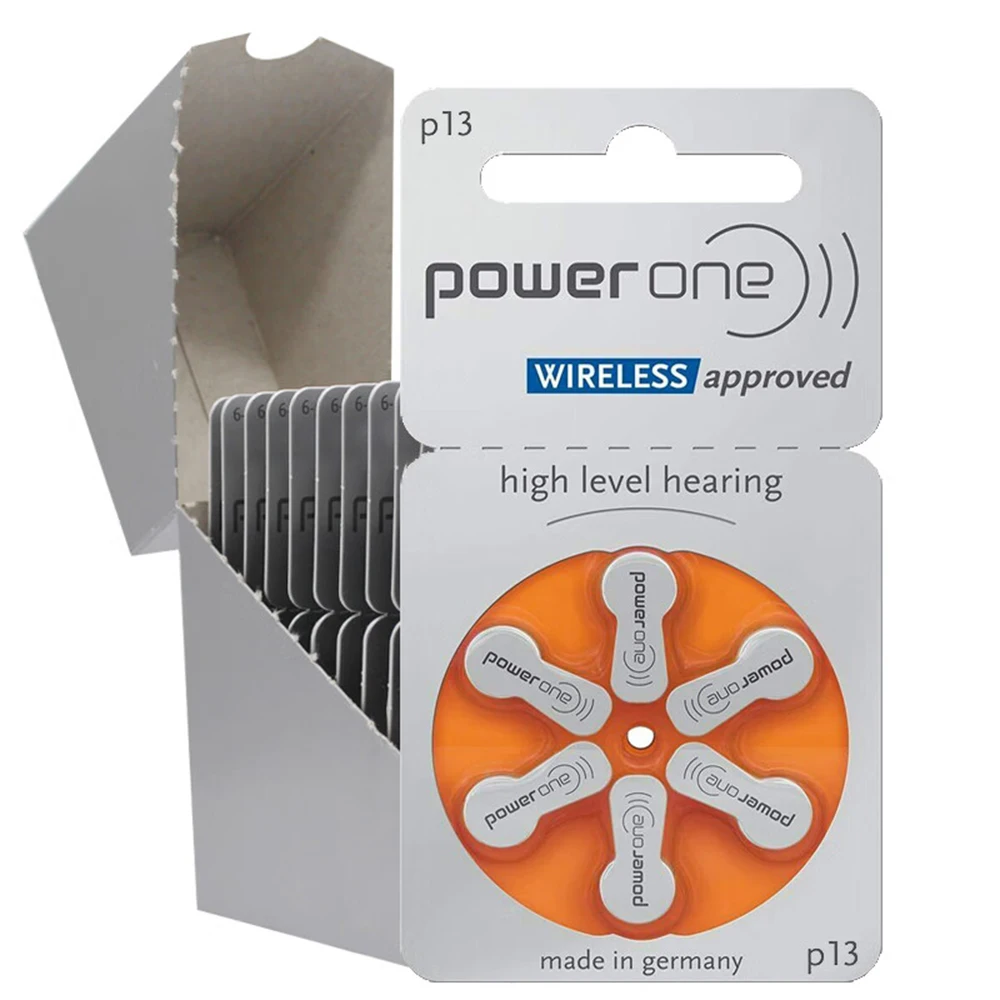 Description Picture 3 of itemPowerOne P13  60 PCS  High Performance Hearing Aid Batteries. Zinc Air 13 / P13 / PR48 Battery for BTE Hearing aids Drop Shippin