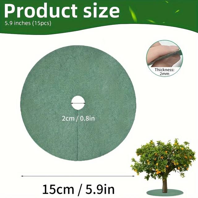 Green Non-Woven Tree Mulch Ring - Reusable Weed Barrier Mat for Effective Weed Control, Root Protection, and Moisture Retention 2