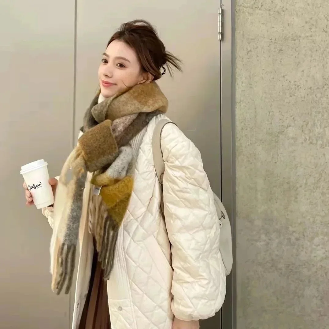 Fashion Winter Scarf Women Thicken Warm Plaid Wrap Luxury Shawl Long Tassel