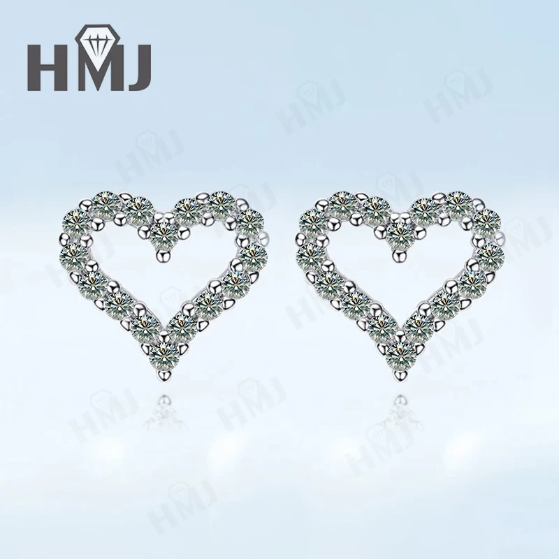925 Sterling Silber Herzförmige Ohrringe Moissanit D-Farbe/Hellgrün/Champagner/Lebhaftes Blau Rundschliff Feiner Schmuck Geschenk für Sie – Detail 9