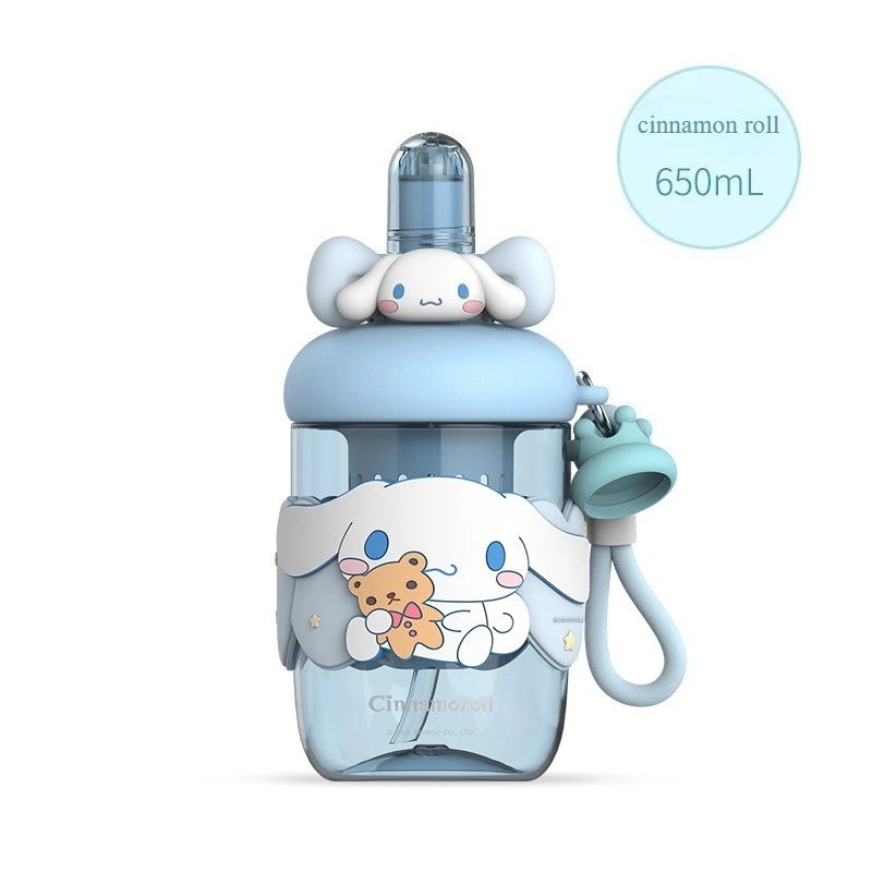 كوب X&W لـ Sanrio Bobo Space بسعة 650 مل، كوب كورومي وسينامورول مع قشة، زجاجة ماء محمولة للاستخدام الخارجي، كوب مشروبات صيفي للأطفال.