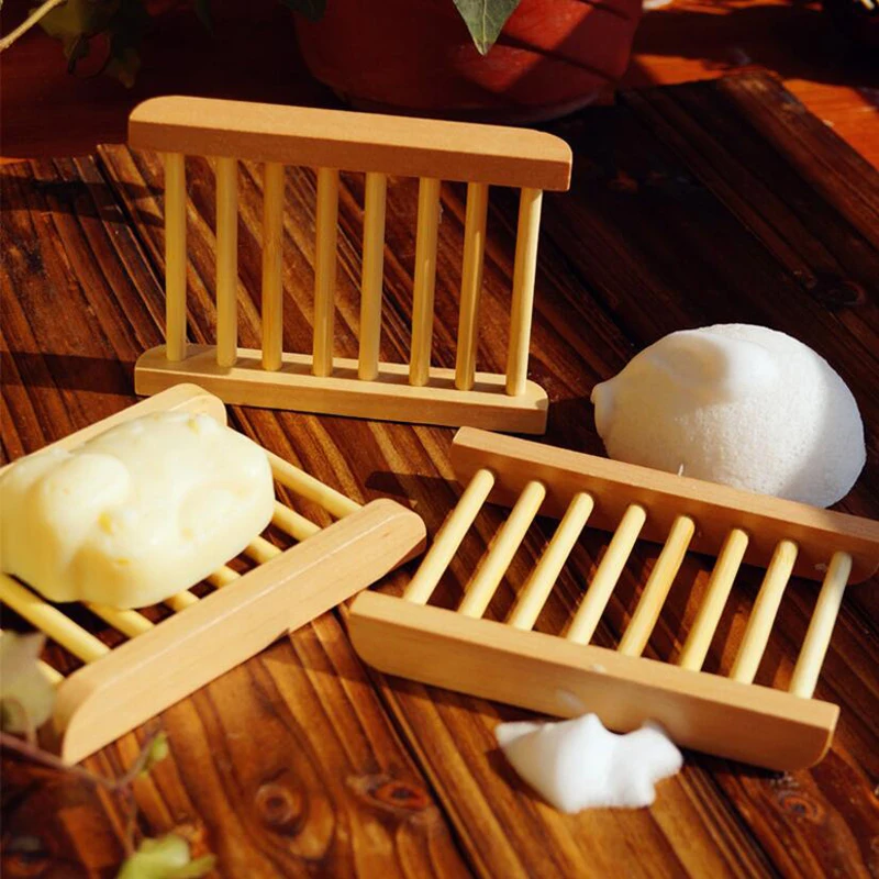 

Natural Wood Bamboo Soap Drainer Dishes Tray Soap Dry Holder Storage Rack Plate Soap rack logo carved soap rack